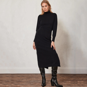 Mint Velvet Black Wool Blend Midi Dress | Jarrolds, Norwich